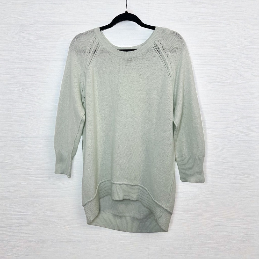 Cynthia Rowley Mint Green Angora Rabbit Knit Sweater High Low Lightweight Top XL